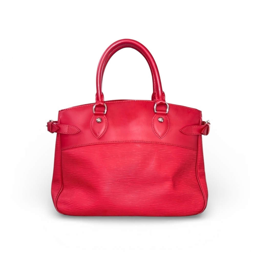 Authentic Louis Vuitton Passy tote bag red silver